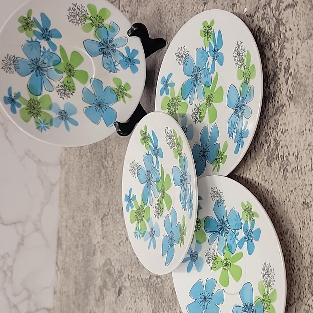 Vintage Harmony House Fancy Free Melmac Vintage Saucers set of 4 - Picture 3 of 5